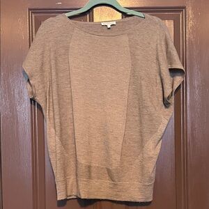 Vintage Ann Mashburn Taupe Beige Short Sleeve dolman Sweater L Cashmere